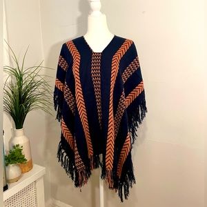 NWT Express Navy and Peach Poncho